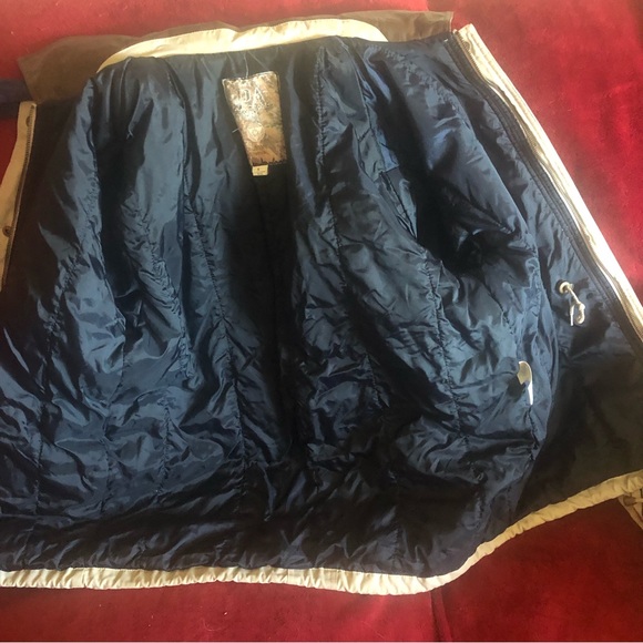 P.A. Originals Women's Sz S Barn Jacket Taupe w/Brown Faux Leather Trim Zip Up - Picture 14 of 15